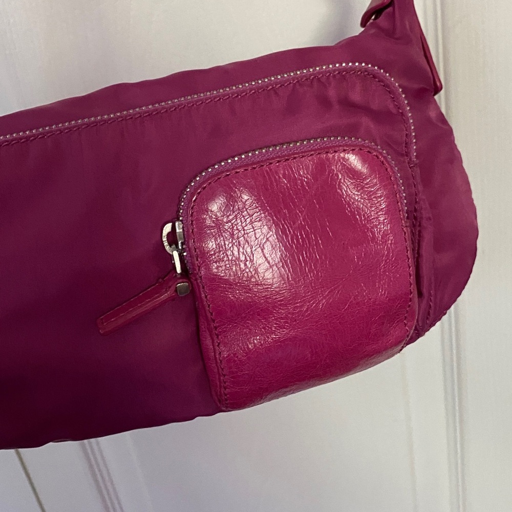 Francsesco Biasia Vintage Bag Grecia Shoulder Bag Nylon With Leather Trim Pink - Picture 3 of 14